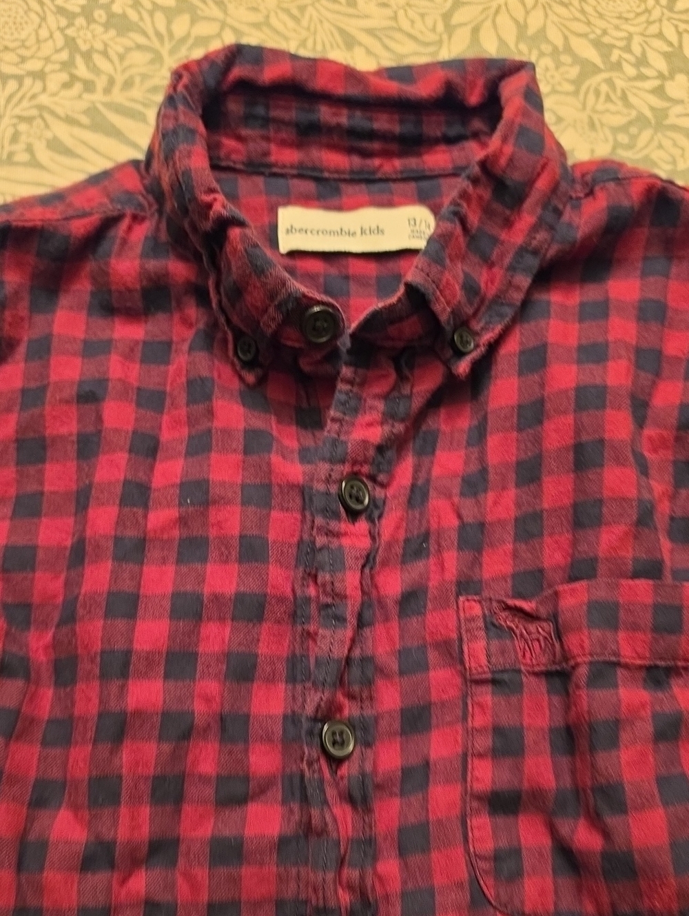 abercrombie kids Red and Navy Plaid Button-Down Shirt